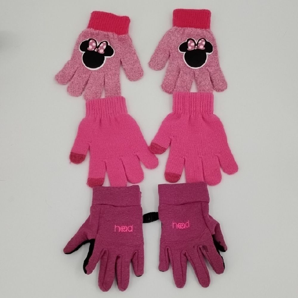 Head & Disney Pink and Magenta Kids Mittens Gloves Three Pair